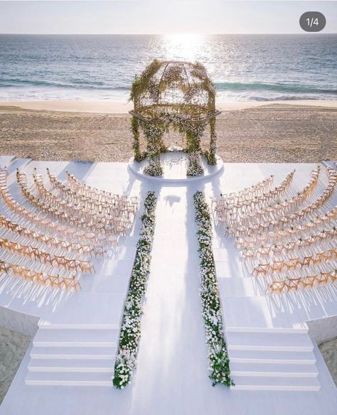 Beach Wedding Setup, Wedding Ceremony Setup, Beach Wedding Aisles, Elegant Wedding Themes, Oceanfront Wedding, Romantic Beach Wedding, Dream Beach Wedding, Dream Wedding Decorations, Dream Wedding Venues