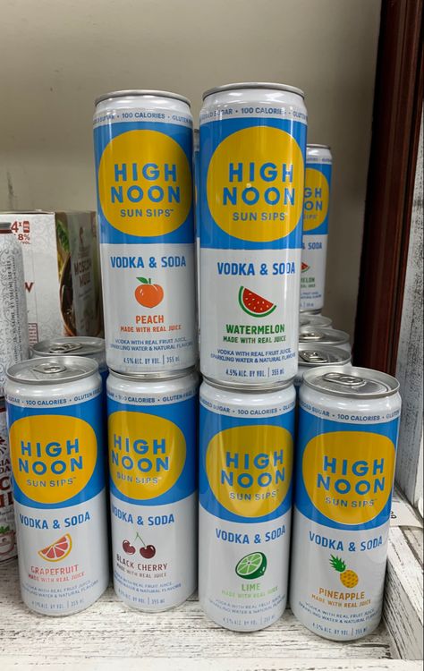 High Noon Drink, High Noon Aesthetic, Vodka Soda, High Noon, Drinks Brands, Hard Seltzer, 100 Calories, Neon Party, Ranch Style Homes