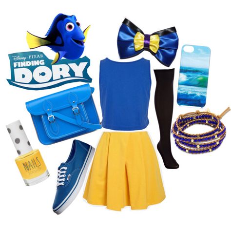 Diy Dory Costume, Dory Halloween Costume, Nemo And Dory Costume, Finding Dory Costume, Finding Nemo Outfit, Nemo Outfit, Dory Costume, Pixar Costume, Finding Nemo Costume