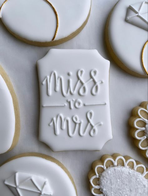 Ms To Mrs Cookies, Miss To Mrs Cookies, Traveling From Miss To Mrs Cookies, Bachelorette Sugar Cookies, Bridesmaid Royal Icing Cookies, Mr & Mrs Cookies Decorated, Royal Icing Cookies Bachelorette, Heart Sugar Cookie, Engagement Cookies