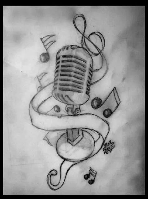 Mic Music Notes Drawing, Music Note Tattoo, Not Musik, Music Tattoo Designs, Drawing Hands, Note Tattoo, Best Pencil, Pencil Sketch Drawing, Drawing Hair