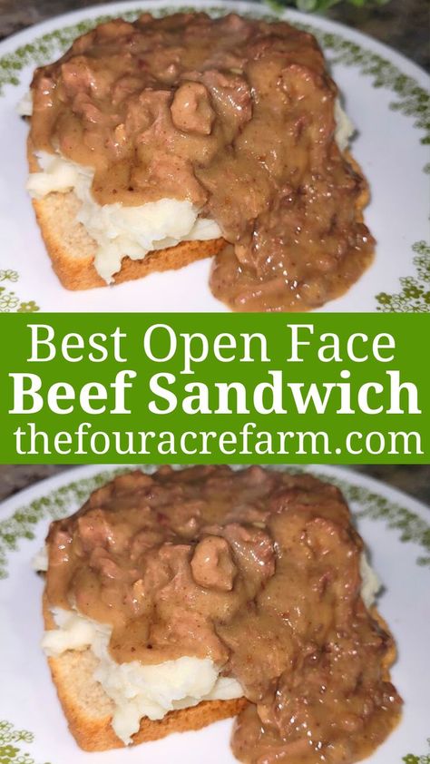 Open Faced Beef Sandwich is the perfect easy dinner. A simple but tasty weeknight recipe, and a great warm and cozy meal for your family. If you are like me, and are all about a time saving hack, you have to give canned beef a try. It is so delicious, and is already completely cooked through so it can help you bring together your dish in no time. Roast Beef | Roast | Pot Roast | Beef | Open Faced Roast Beef | #roast #beef #openfacedbeef #roastbeef Open Faced Roast Beef, Canned Beef, Pot Roast Beef, Beef Roast, Beef Sandwich, Open Face, Roast Beef, Easy Dinner