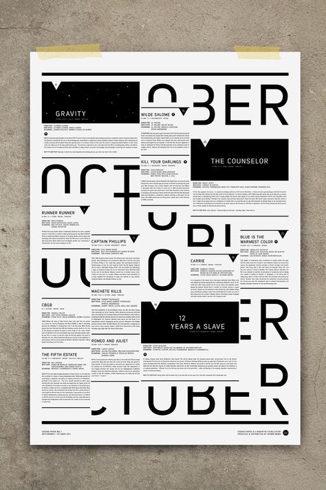 VISIONS PAPER - A PRINTED CALENDAR FOR MOVIES by Studio Regia — Kickstarter Best Posters, Graphisches Design, Typography Layout, Grid Layouts, Graphic Design Layouts, Print Layout, Editorial Layout, Grid Design, Design Typography