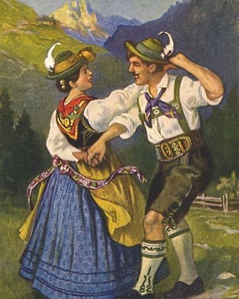 Tyrolean mountain dance #Tirol #Costumes German Costume, German Folk, Arte Van Gogh, Culture Clothing, Folk Design, Baltic States, National Costume, German Art, Folk Fashion