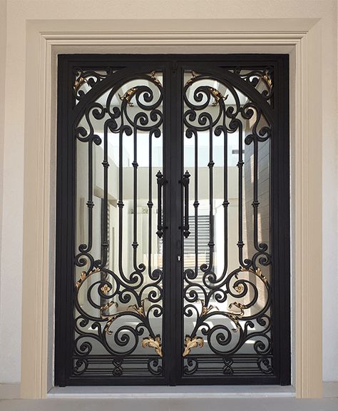 FH Residence Modern Steel Gate Design, درابزين السلم, Wrought Iron Front Door, Window Grill Design Modern, Iron Front Door, Iron Entry Doors, Metal Doors Design, Iron Door Design, Steel Gate Design