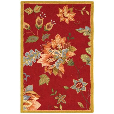 Safavieh Chelsea Red 2 ft. 6 in. x 4 ft. Area Rug-HK306C-24 - The Home Depot Red Wool Rug, Safavieh Rug, Hooked Wool, Floral Area Rugs, Fine Rugs, Red Area Rug, Red Wool, Modern Floral, Accent Rugs