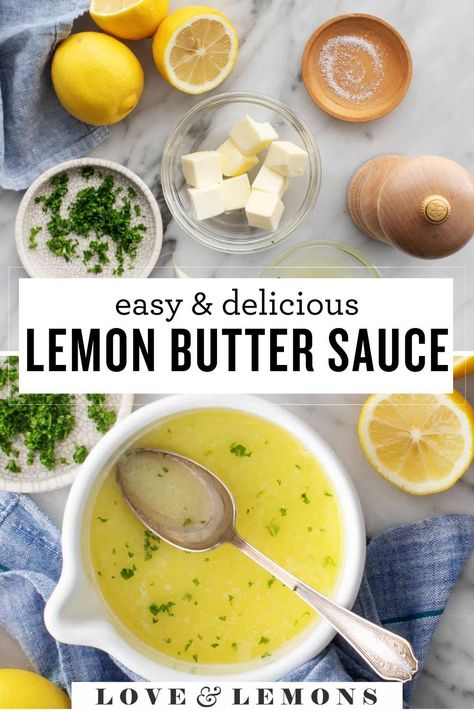 This rich, flavorful lemon butter sauce is delicious on pasta, roasted veggies, and more. Made with 5 ingredients, it comes together in minutes. Creamy Lemon Garlic Butter Sauce, Lemon Butter Cream Sauce Pasta, Lemon Garlic Butter Cream Sauce, Pasta With Lemon Butter Sauce, Lemon Butter Sauce For Vegetables, Lemon Butter Sauce Pasta, Recipes With Vegan Butter, Lemon Garlic Butter Sauce, Roasted Radishes