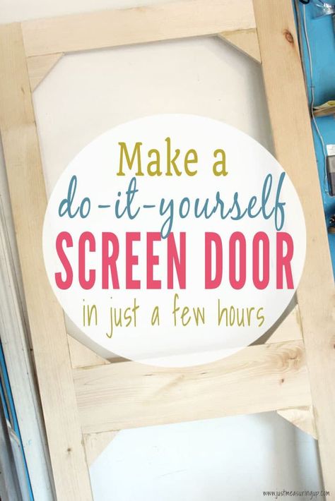 In and out of your garage a lot? Build a DIY wood screen door for cheap with this easy tutorial! This scrap wood screen door is a simple DIY project that anyone can do. #diy #screendoor #garage #homeimprovement Indoor Screen Door, Garage Screen, Garage Screen Door, Wood Screen Door, Diy Screen Door, Diy Screen, Door Diy, Garage Remodel, Wood Screens