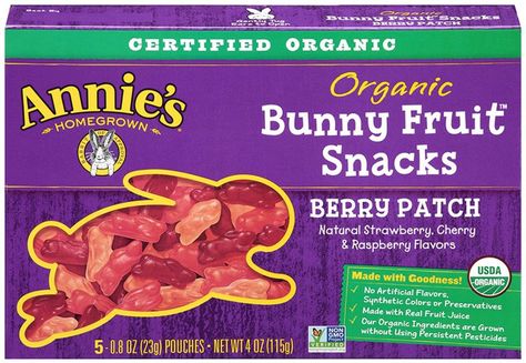 Pin for Later: 17 Smart Snacks For Back to School Days Annie's Homegrown Organic Bunny Fruit Snacks Annie's vegan, organic, and gluten-free bunny fruit snacks ($5) are made with real fruit juice and packed with a solid dose of vitamin C. Organic Fruit Snacks, Organic Lemonade, Annies Homegrown, Berry Patch, Healthy Snacks To Buy, Healthy Toddler Snacks, Organic Snacks, Toddler Snacks, Good Healthy Snacks