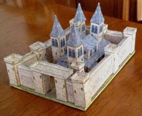 The Medieval Castle Paper Model - Assembled by Mike Sanderson created by Papermau Medieval Papercraft, Cardboard Castles, Castle Printable, Military Life Quotes, Paper Castle, Model Castle, Artist Date, Castle Crafts, Cardboard Castle