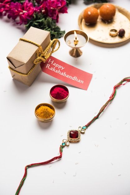 Sweet Mithai, Haldi Kumkum, Product Shoot, Happy Rakshabandhan, Raksha Bandhan, Creative Ads, Premium Photo, Rice, Gift Box