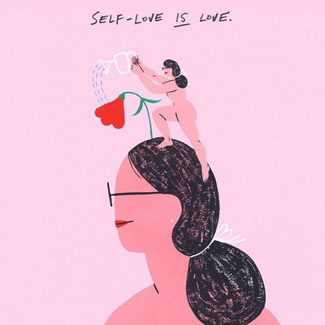 Throwback to this piece artist @rachel.jo created in a collaboration with @refinery29 . Self-love is big love that embraces you in all your imperfect perfection. It busts down those walls of judgment and opens your whole big heart. Whole. Big. Heart. #selflove #selfcare #selfcompassion #bodypositivity Compassion Illustration, Think Happy Thoughts, Positive Art, Body Love, Self Compassion, Big Love, Marie Claire, Love Art, Photo Art