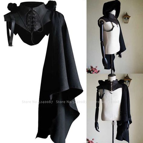 Men Gothic Knight Single Sleeve Shawl Armor Medieval Viking Pirate Cloak Hooded Capes Soldier Tops Party Anime Cosplay Costumes - AliExpress Single Shoulder Cape, Rogue Clothes, Half Cloak, Women Armor, Clothing Chart, Half Cape, Gothic Cape, Shoulder Accessories, One Shoulder Cape