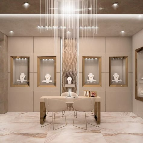 Botique Interiors, Jewelry Shop Display, Jewelry Store Interior, Luxury Jewelry Store, Spa Room Decor, Furniture Design Sketches, Jewellery Shop Design, Jewelry Store Design, Interior Design Renderings