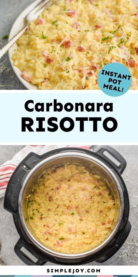 Instant Pot Recipe Healthy, Instant Pot Recipes Risotto, Insta Pot Risotto Recipes Easy, Pressure Cooker Risotto Recipes, Risotto Carbonara Recipe, Gourmia Pressure Cooker Recipes, Protein Meals Instant Pot, Risotto In Instant Pot, Easy Fast Instant Pot Dinners