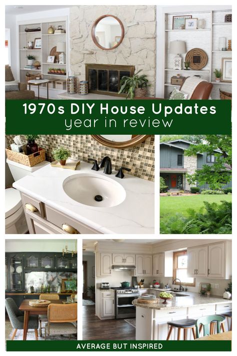 My 1970s Home Updates: A Year of Paint Makeovers in 2020 - Average But Inspired 1990 Ranch House Remodel, Updating 1970s House, Updating A 1970s Home, Update 1970s Home, 70s House Update, Limewashed Fireplace, 1970s Remodel, Riposo Beige Limewash, Limewash Stone Fireplace