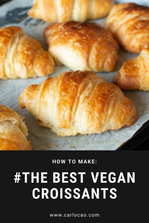 Vegan Croissant, Vegan Croissants, French Croissants, Croissants Recipe, Vegan Breads, Vegan Pastries, Dinner Party Dishes, Croissant Recipe, Impressive Dinner