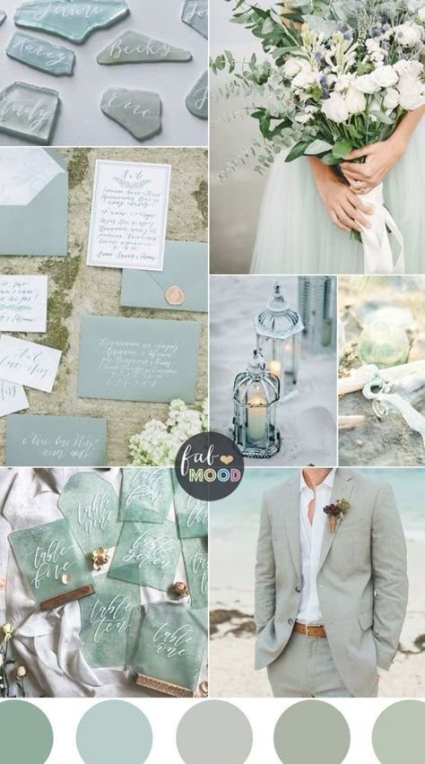 Seafoam Green Wedding, Seafoam Wedding, Green Wedding Inspiration, Wedding Mint Green, Beach Wedding Colors, Seafoam Color, Green Wedding Colors, Sage Wedding, Wedding Palette