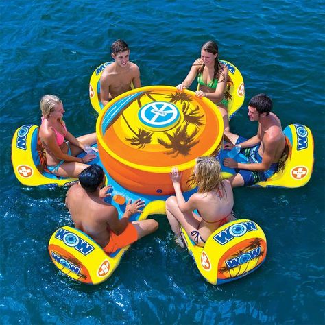 Summer Pool Floats, Epic Pools, Lake Toys, Lake Floats, Cool Pool Floats, Lake Fun, Pool Floaties, Island Table, Floating Island