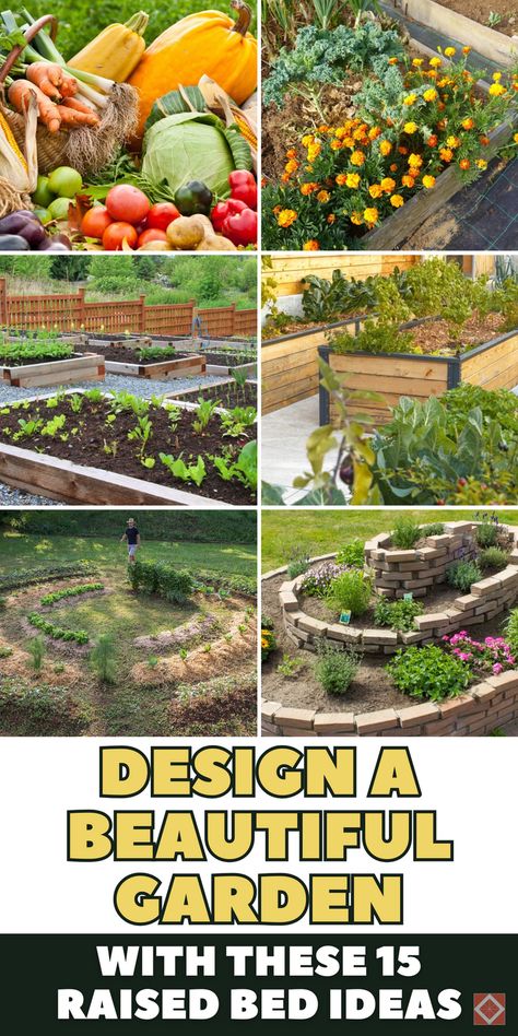 Design your dream vegetable garden with these 15 ideas. From pretty raised garden beds to practical layouts, these ideas will transform your yard into a thriving oasis. Save this pin for later and click to discover these creative garden designs! Florida Vegetable Garden, Raised Garden Beds Ideas Layout, Dream Vegetable Garden, Raised Bed Ideas, Vegtable Garden, Keyhole Garden, Spiral Garden, Vegetable Garden Ideas, Lasagna Gardening