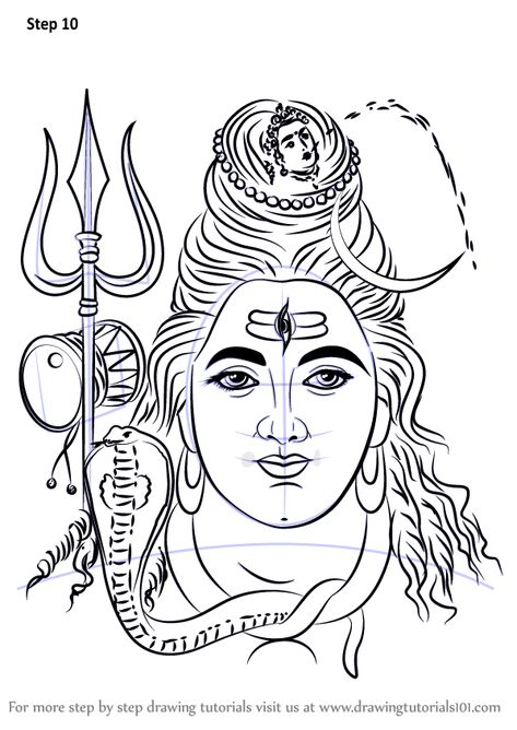 Learn How to Draw Lord Shiva Face (Hinduism) Step by Step : Drawing Tutorials Lord Shiva Face, Shiva Face, God Sketch, Shiva Drawing, Tattoo Indian, Vector Tattoo, Lord Shiva Sketch, Draw Face, Shiva Sketch