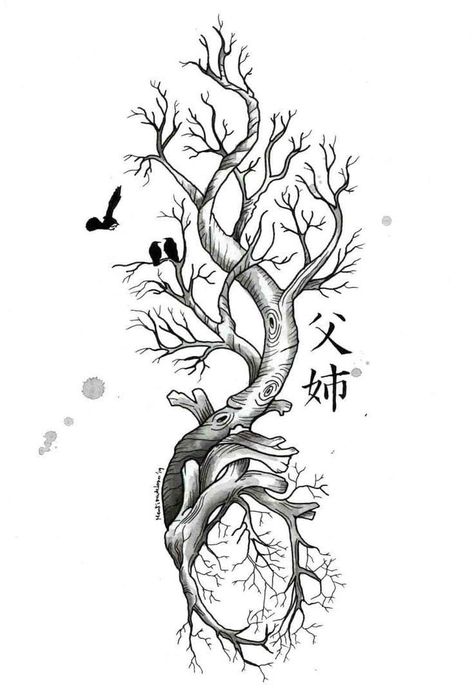 Heart Tree Tattoo, Tree Heart Tattoo, Tree With Birds Tattoo, Colorful Owl Tattoo, Mandala Hand Tattoos, Tree Heart, Tree Tattoos, Tree Tattoo Designs, Original Tattoos