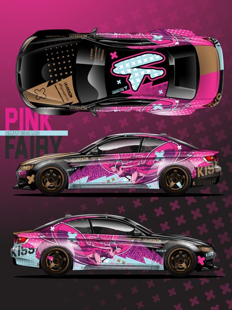 PINK FAIRY – Karin E. Fossen – IamQuba Inside The Car Aesthetic, Auto Wrap, Cars Decorations, Cars Modified, Car Liveries, Nissan R34, Cars Drawing, Bmw Design, Car Dream