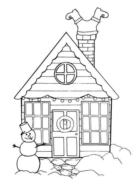 Christmas Houses Drawings, Christmas House Drawing, Draw Christmas, House Colouring Pages, Christmas Houses, China Painting, House Drawing, Christmas Drawing, Christmas House