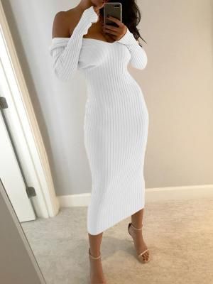 Long Sleeve Maxi Dresses, Ribbed Knit Bodycon Dress, Dress Sweater, Bodycon Maxi Dresses, Maxi Robes, Long Sleeve Maxi, Fashion Mode, Latest Fashion For Women, Long Sleeve Maxi Dress