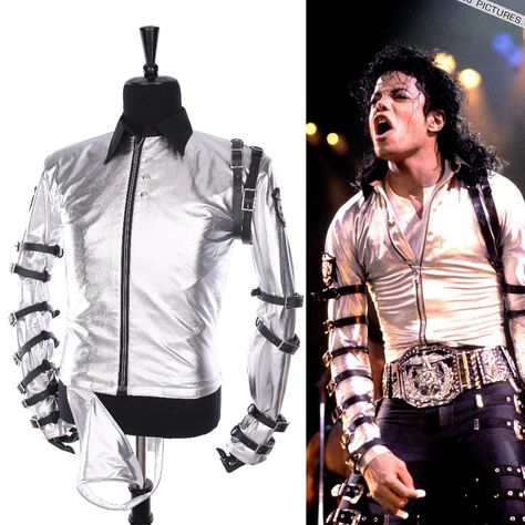 Michael Jackson Costume, Michael Jackson Bad Tour, Michael Jackson Merchandise, Silver Bodysuit, Bad Shirts, Silver Outfits, Jackson Bad, Michael Jackson Bad, Cheap Jacket