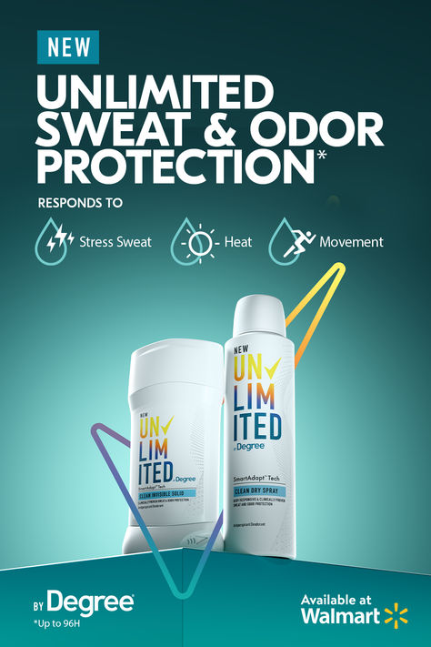 New Unlimited by Degree® Clean Dry Spray Antiperspirant Deodorant delivers unlimited up to 96H of sweat protection to keep you feeling unstoppable. Stay dry, fresh & protected with the ultimate body-responsive sweat protection. Spray Packaging, Ad Ideas, Social Media Branding Design, Media Branding, Bread Making, Wedding Plan, Toilet Design, Aloe Vera Juice, Social Media Design Inspiration