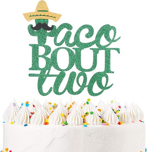 Funny 2nd Birthday Themes, Taco About Two Birthday, Time Two Fiesta Party, Girls 2nd Birthday Themes, Taco Twosday Birthday Boy, Taco Bout Two Birthday, Taco Twosday Birthday Girl, Taco Birthday Party, Two Cake Topper