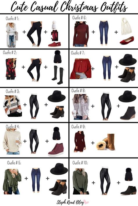 Christmas can be stressful as is with all of the gift buying, traveling, and meal prepping. So why add on the stress of deciding what to wear too? Check out my list of 50 must have holiday pieces from Amazon and over 30 ways to wear them! #christmasoutfit #winteroutfit #outfitsforwomen #stephreadblog Christmas Break Outfits, Christmas Meal Outfit Work, Walmart Christmas Outfits, Christmas Lights Outfit Ideas Winter, Amazon Christmas Outfits, Christmas Eve Outfit Women, Christmas Eve Outfits Casual, Amazon Winter Outfits, Comfortable Holiday Outfits