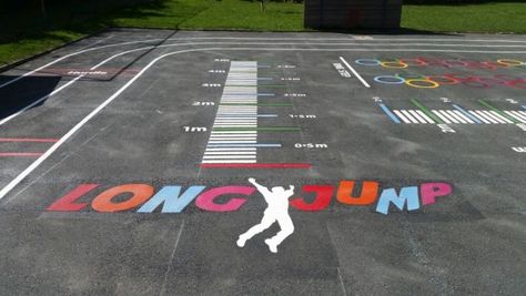 Key Stage Three Playground Games Parking Lot Painting, Recess Activities, Playground Painting, City Playground, Area Games, Community Playground, Sensory Path, Classroom Awards, Cool Playgrounds