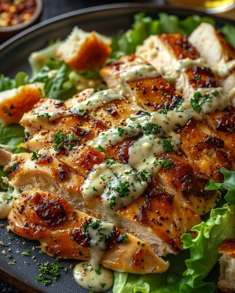 A simple yet luxurious dinner awaits. Ultimate Caesar Chicken Baked Caesar Chicken, Luxurious Dinner, Healthy Meal Prep Recipes, Easy Healthy Meal, Caesar Chicken, Delicious Keto Recipes, Summer Sandwiches, 4 Ingredient Recipes, The Cookie Rookie