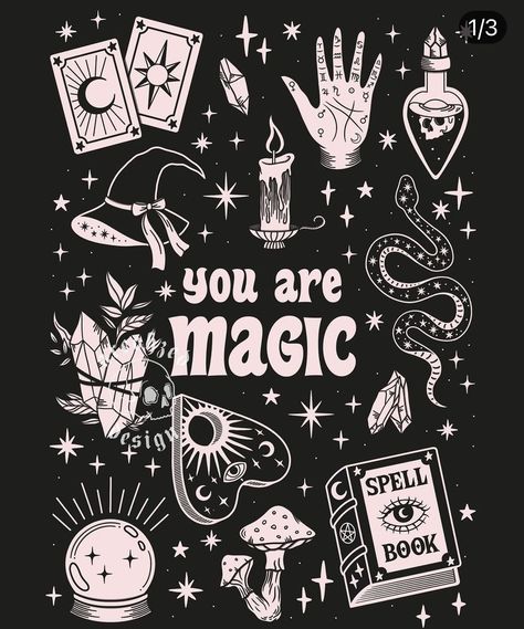 Witchy Designs Simple, Witchy Illustration Art, Witchy Website Design, Witchy Things To Draw, Witch Art Aesthetic, Witch Branding, Witchy Branding, Witchy Drawings Simple, Magical Doodles