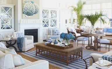 Indah Island, Hampton Living Room, Hamptons Style Living Room, Hamptons Interior Design, Hamptons Style Interior, Hamptons Style Decor, Hamptons Interior, Blue And White Decor, Hamptons Style Homes