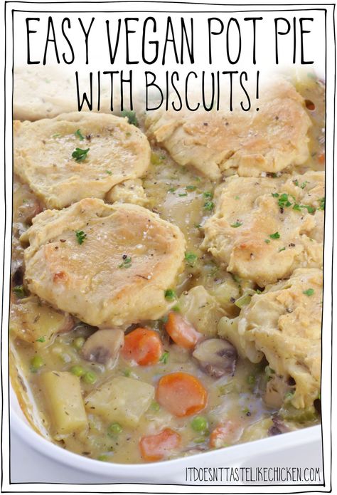 Vegan Biscuit Pot Pie, Vegetable Pies, Vegan Pot Pie Recipe, Vegan Chicken Pot Pie, Vegan Thanksgiving Main Dish, Vegan Pot Pie, Pot Pie With Biscuits, Vegan Casseroles, Vegan Pot Pies