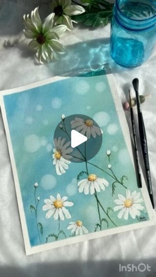 Bokeh Watercolor, Daisies Background, Painting Daisies, Bokeh Art, Daisy Background, Happy Painting, Instagram Painting, Bokeh Background, Watercolor Painting Techniques