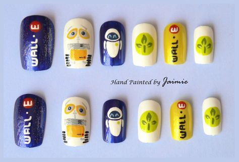 Walle Y Eva, Nail Art Disney, Disney Nails, Wall E, Festival Nails, Flower Nails, Sugar And Spice, Makeup Nails, Girly Things