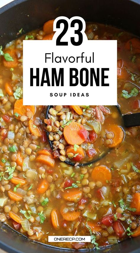 Discover 23 flavorful ham bone soup ideas that maximize flavor and minimize waste. Visit our site for these hearty recipes and enjoy a comforting bowl today! Ham Stock Uses, Vegetable Soup With Ham Bone, Ham Barley Soup Recipe, Ham And Veggie Soup, Ham Stock Soup Recipes, Soup Made With Ham Bone, Instant Pot Ham Bone Soup, Ham Based Soup Recipes, Ham And Barley Soup