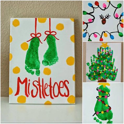 Baby Christmas Crafts, Christmas Art For Kids, Christmas Card Ideas, Christmas Art Projects, Fun Christmas Cards, Christmas Crafts For Toddlers, Footprint Crafts, Christmas Cards Kids, Christmas Crafts For Kids To Make