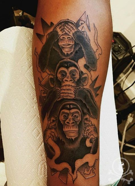 Do No Evil Tattoo, Hear No Evil Tattoo, Do No Evil, See No Evil Tattoo, No Evil Tattoo, Monkey Tattoo, Evil Tattoo, Hear No Evil, Speak No Evil