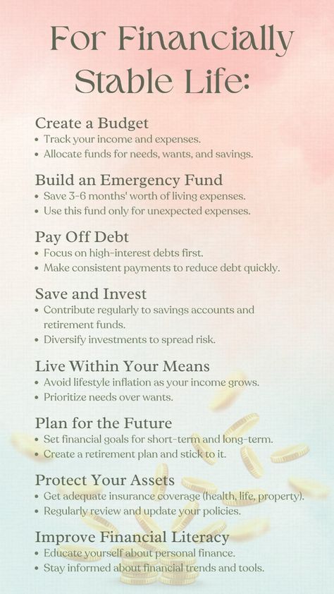 For Financially Stable Life, Take These 8 Steps! Finance Literacy, Money Management Activities, Manifestation Methods, Money Inspiration, Money Saving Methods, Financially Stable, Money Strategy, Money Management Advice, Money Saving Plan