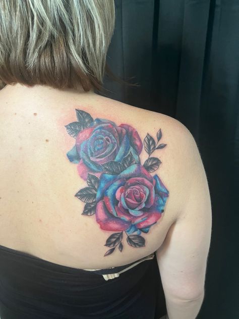 Flower Galaxy Tattoo, Galaxy Flowers, Galaxy Tattoo, Galaxy Colors, Roses Tattoo, Rose Tattoos, Flower Tattoos, Fish Tattoos, I Tattoo