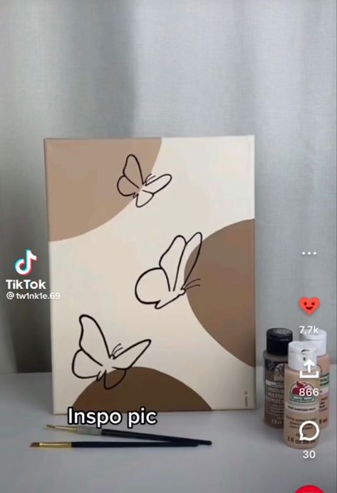 Brown Canvas Painting Ideas, Painting Ideas On Canvas Aesthetic Brown, Minimalistic Painting Ideas On Canvas, Painting Ideas With Butterflies, Minimalist Small Canvas Painting, Paintings With Brown Backgrounds, Easy Canvas Art Butterfly, Asthetic Paintings Canvases Abstract, Minimal Painting Design