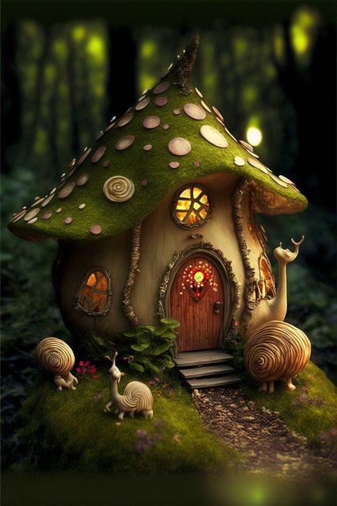 Fantasy Fairy House Art, Fantasy Mushroom Fairy Art, Fairy House Mushroom, Fantasy House Drawing, Mushroom Village Drawing, Fairy House Illustration, Fairytale Art Illustration, Mushroom House Illustration, Mushroom Fairy Art