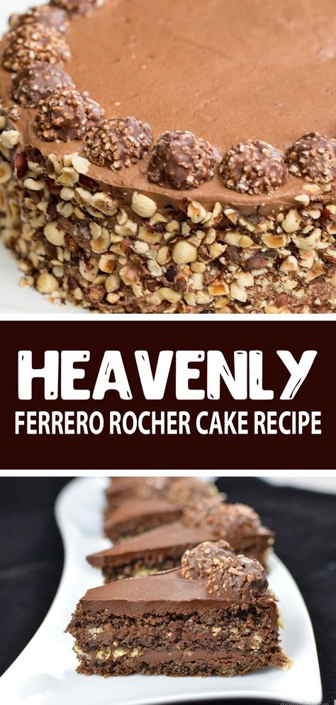 Ferrero Rocher Cake Recipe, Ferrero Rocher Dessert, Ferrero Rocher Candy, Ferrero Rocher Torte, Rocher Cake, Ferrero Rocher Cake, Delicious Magazine, Best Cake Recipes, Healthy Cake