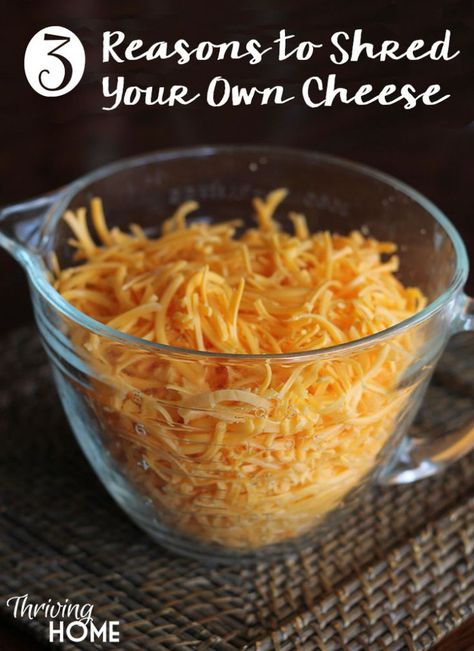 A great case as to why you should shred your own cheese at home. I'm convinced! Ninja Food Processor, Cheese At Home, Thriving Home, Cheese Muffins, Sausage And Egg, Low Carb Breakfast, Breakfast Foods, Shredded Cheese, No Cook Meals