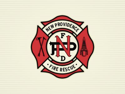 New Providence Fire Department Logo by Trevor Grouss Department Logo Design, Fire Department Logo, 2023 Graphic Design, Fire Dept Logo, Firefighter Logo, Hell Hound, 2023 Graphic, Retro Branding, Work Poster